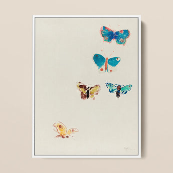 Five Butterflies - Odilon Redon Art Print / Canvas, 12x16’’ / 31x41cm / White Frame, Posters Prints & Visual Artwork, Toby Leon