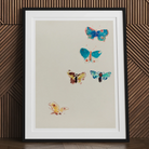 Five Butterflies Odilon Redon Art Print, Framed Butterfly Watercolor Art