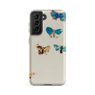 Five Butterflies Odilon Redon Watercolor Samsung Case, Galaxy S21 Fe / Matte, Smartphone Case White Background Colorful Butterfly Designs