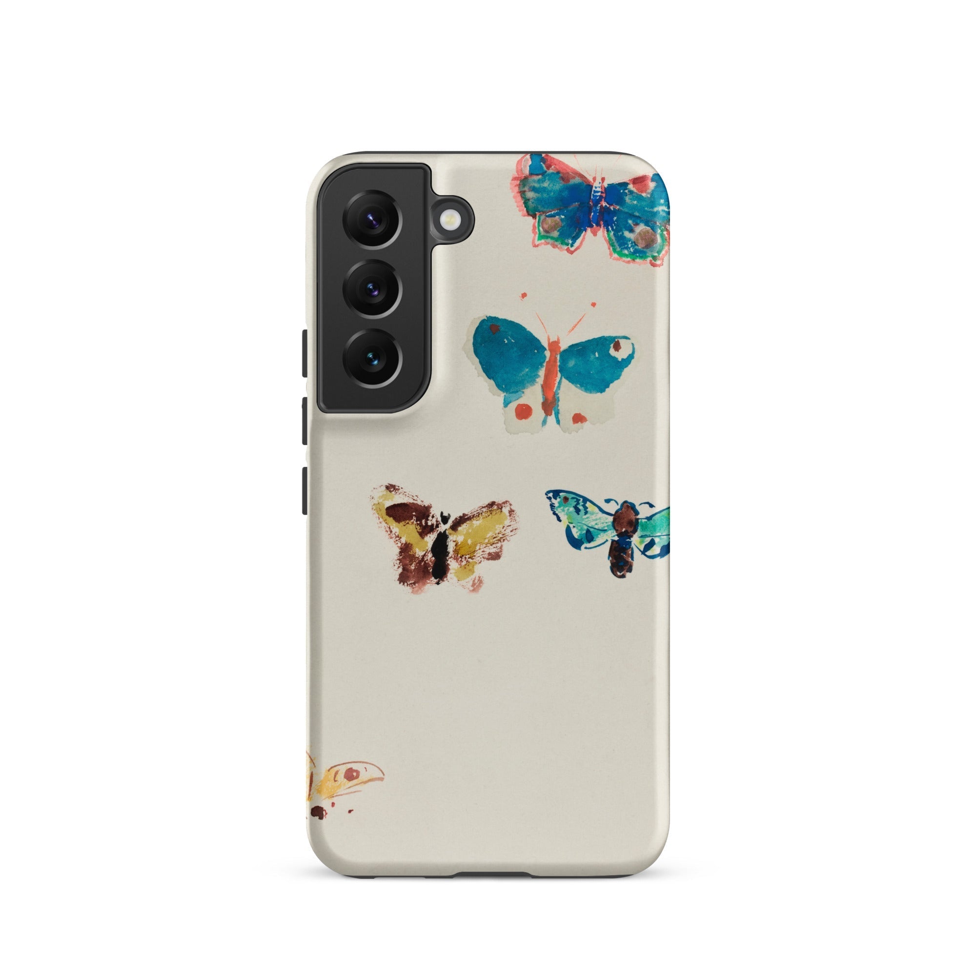 Five Butterflies Odilon Redon Watercolor Samsung Case, Galaxy S22 / Matte, Cream Colored Smartphone Case Butterfly Pattern