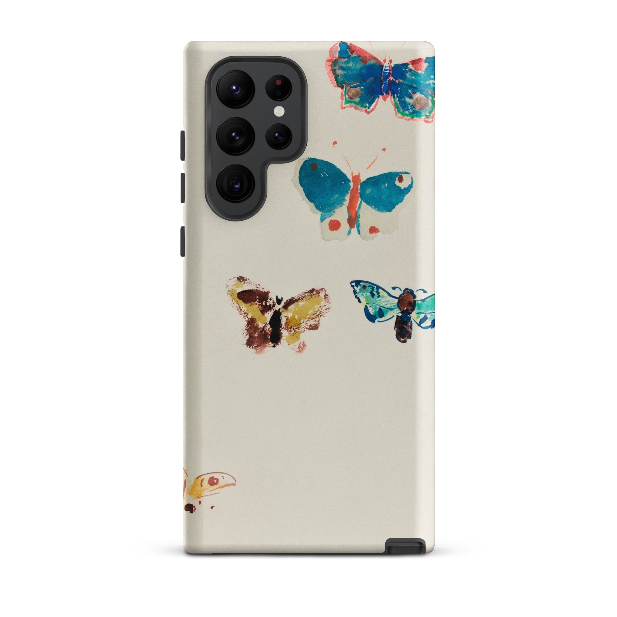 Five Butterflies Odilon Redon Watercolor Samsung Case, Galaxy S22 Ultra / Matte, White Phone Case Multiple Colorful Butterfly Designs