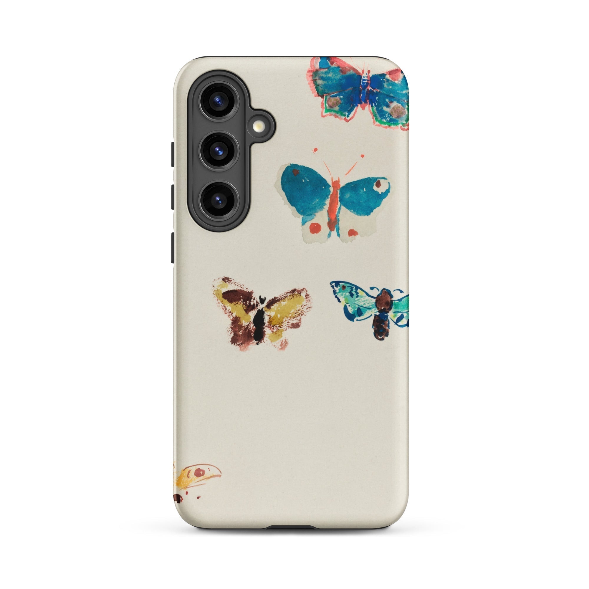 Five Butterflies Odilon Redon Watercolor Samsung Case, Galaxy S24 / Matte, White Smartphone Case Colorful Butterfly Moth Designs