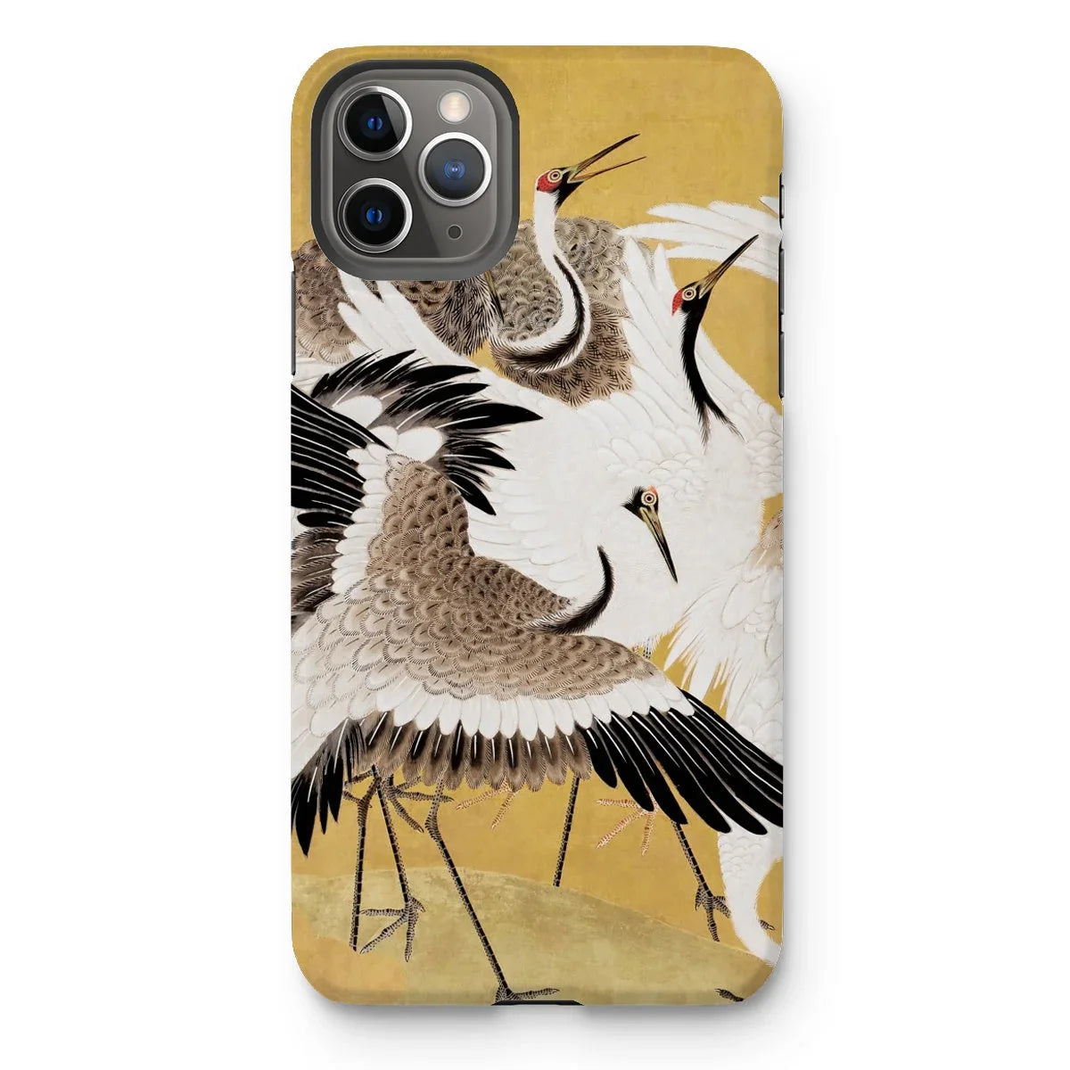 Flock of Cranes - Ishida Yūtei Edo Art Iphone Case, 11 Pro Max / Matte, Iphone Case Artistic Depiction Cranes Flight Golden Background