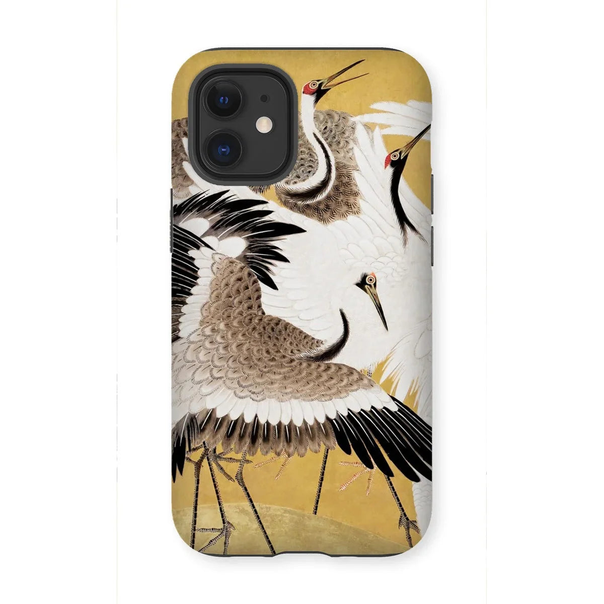 Flock of Cranes - Ishida Yūtei Edo Art Iphone Case, 12 Mini / Matte, Iphone Case Artistic Design Cranes Flight Golden Background