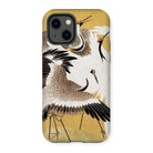 Flock of Cranes - Ishida Yūtei Edo Art Iphone Case, 13 / Matte, Phone Case Artistic Illustration Cranes Flight Golden Background