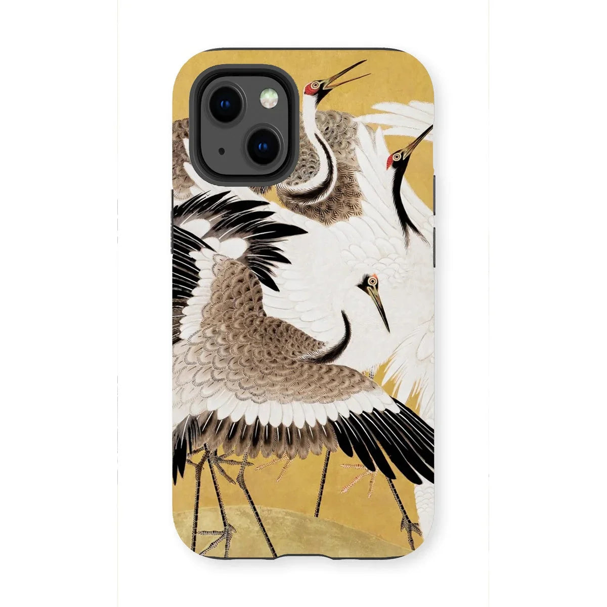 Flock of Cranes - Ishida Yūtei Edo Art Iphone Case, 13 Mini / Matte, Phone Case Artistic Design Cranes Flight Golden Background