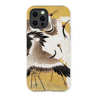 Flock of Cranes - Ishida Yūtei Edo Art Iphone Case, 13 Pro / Matte, Phone Case Artistic Illustration Cranes Flight Golden Background