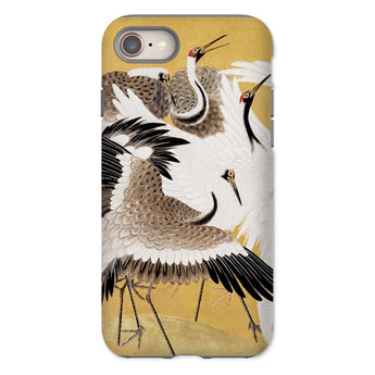 Flock of Cranes - Ishida Yutei Edo Art Phone Case Iphone 8 / Matte Phone Case Artistic Depiction Cranes Poses Golden Background Ishida