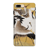 Flock of Cranes - Ishida Yutei Edo Art Phone Case Iphone 8 Plus / Matte Phone Case Artistic Design Cranes Poses Golden Background Ishida