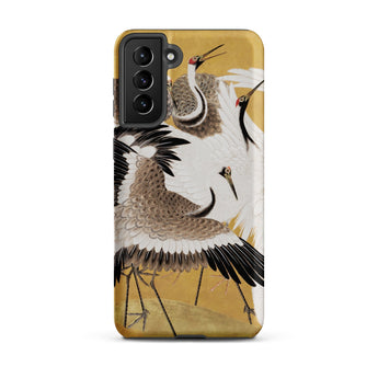 Flock of Cranes - Ishida Yutei Edo Art Phone Case Samsung Galaxy S21 Plus / Matte Phone Case Detailed Illustration Cranes White Brown