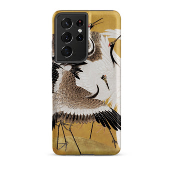 Flock of Cranes - Ishida Yutei Edo Art Phone Case Samsung Galaxy S21 Ultra / Matte Phone Case Detailed Illustration Elegant White Brown