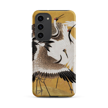 Flock of Cranes - Ishida Yutei Edo Art Phone Case Samsung Galaxy S23 Plus / Matte Phone Case Detailed Illustration White Brown Cranes Black