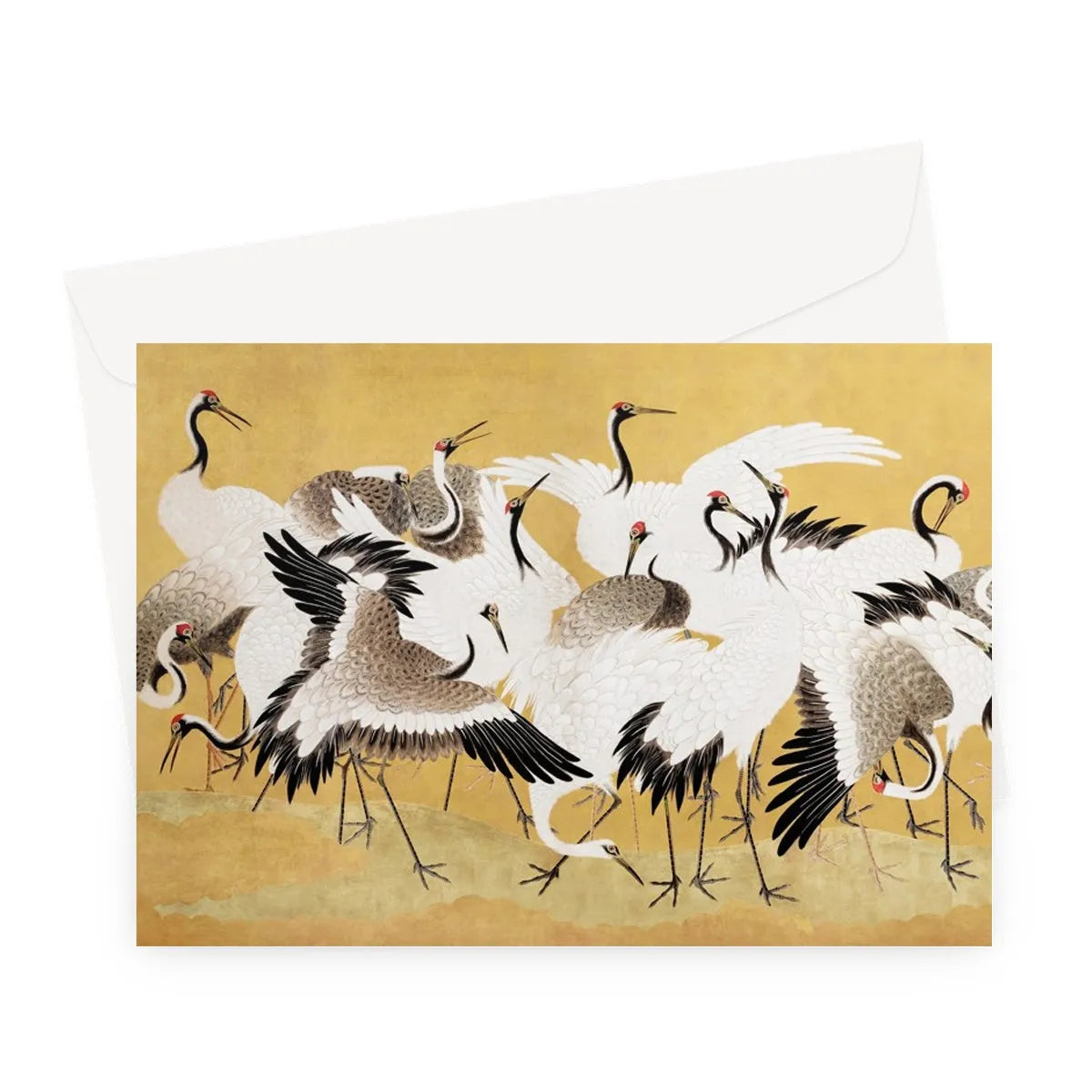 Flock Of Cranes By Ishida Yūtei Greeting Card - A5 Landscape / 1 Card - Notebooks & Notepads - Aesthetic Art