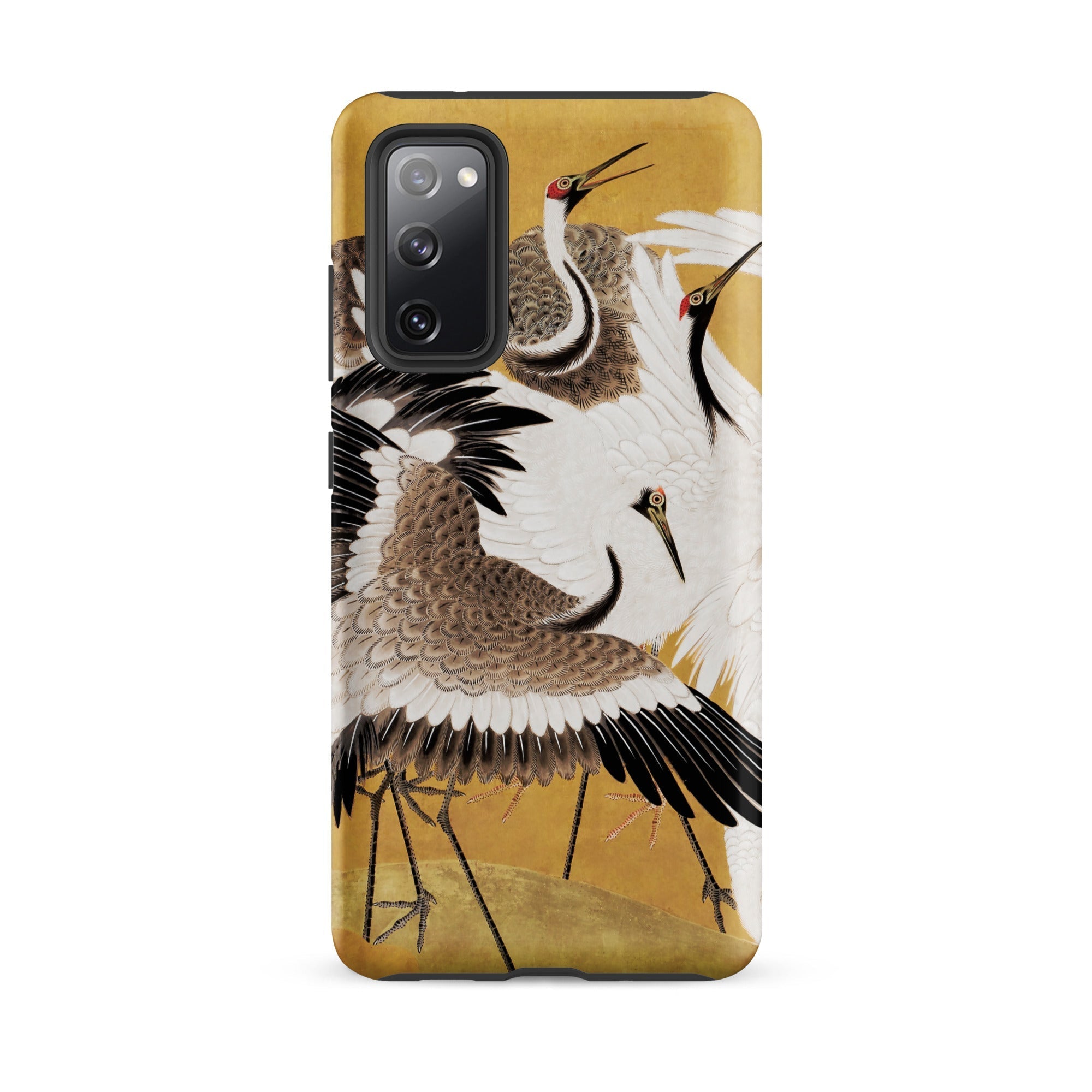 Flock of Cranes Ishida Yuutei Edo Art Samsung Case, Galaxy S20 Fe / Matte, Smartphone Case Artistic Depiction Cranes Golden Background