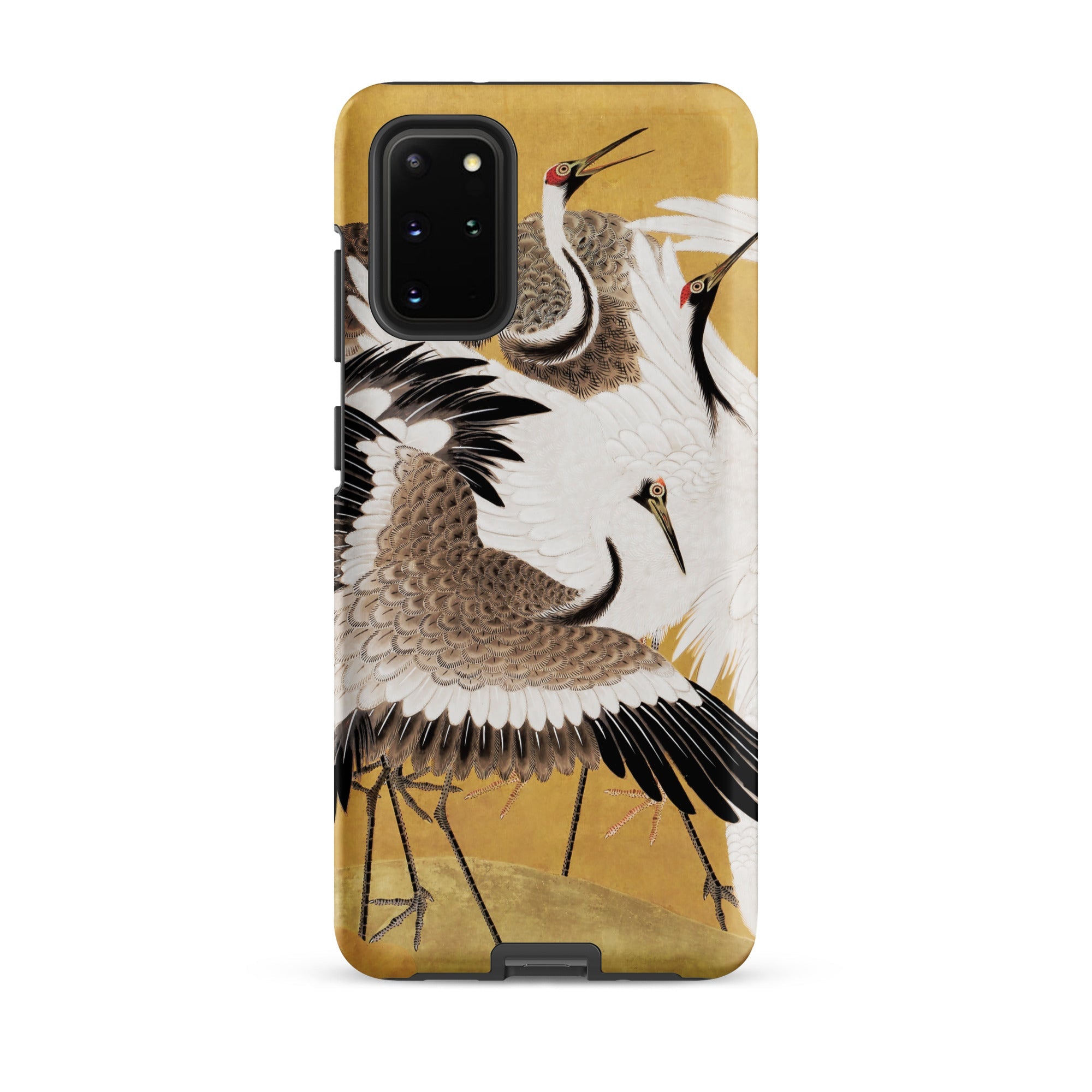 Flock of Cranes Ishida Yuutei Edo Art Samsung Case, Galaxy S20 Plus / Matte, Smartphone Case Traditional Japanese Painting Cranes Golden