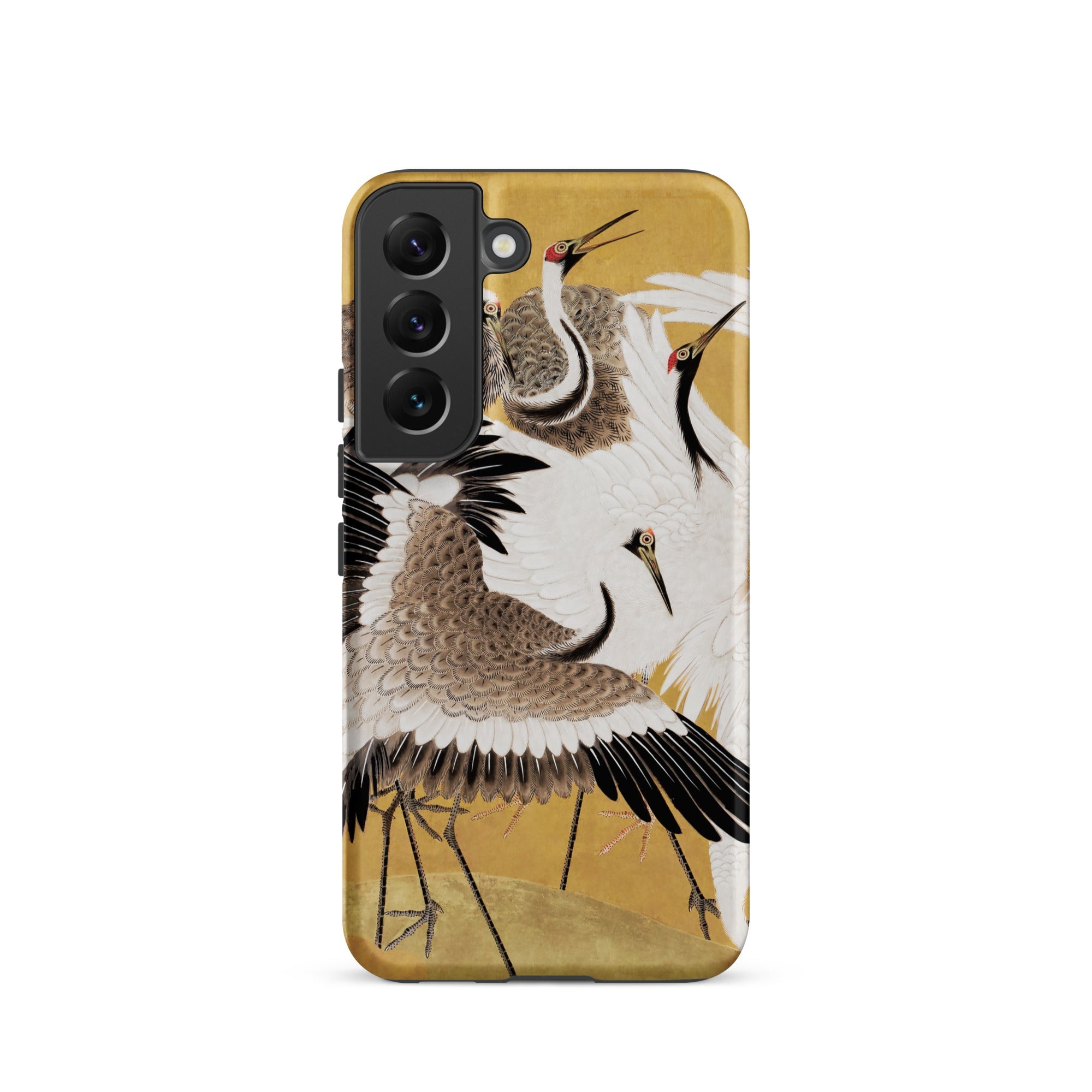 Flock of Cranes Ishida Yuutei Edo Art Samsung Case, Galaxy S22 / Matte, Smartphone Case Design Cranes Golden Background