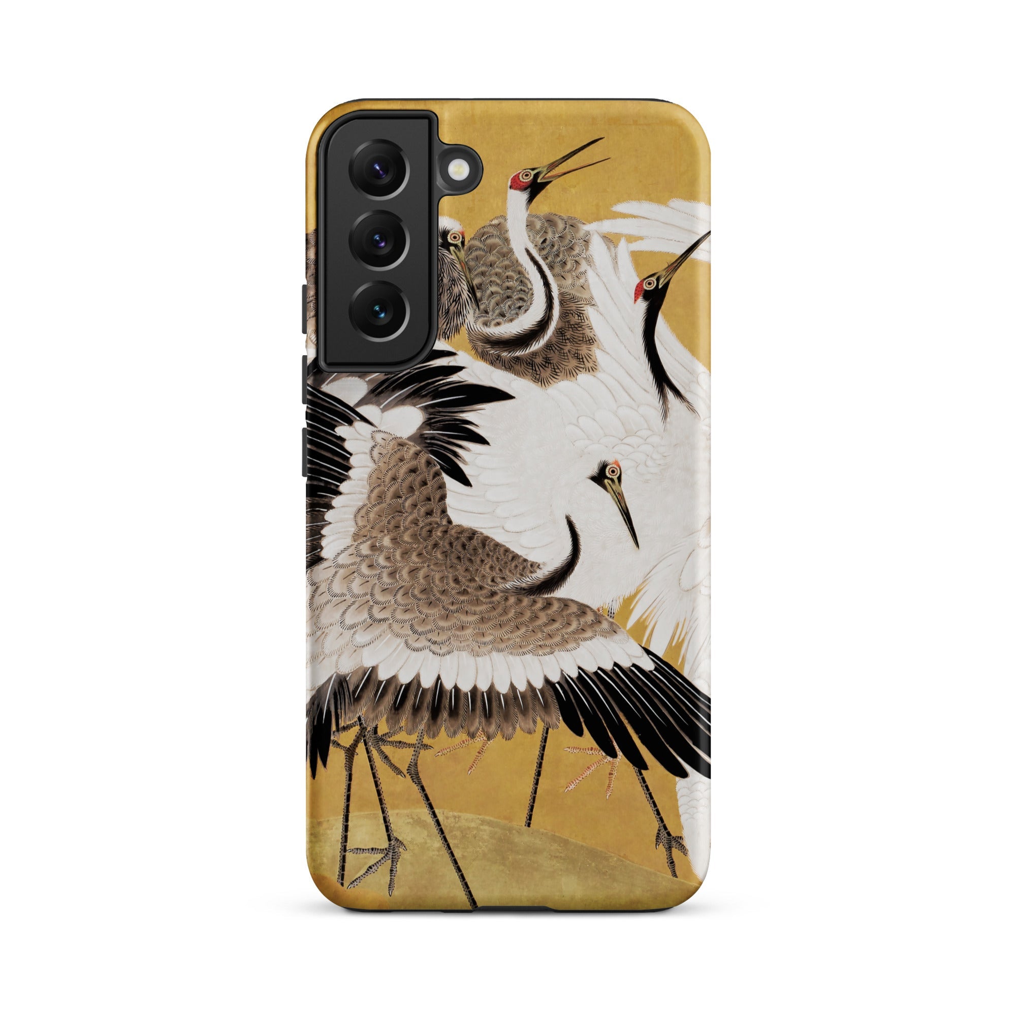 Flock of Cranes Ishida Yuutei Edo Art Samsung Case, Galaxy S22 Plus / Matte, Smartphone Case Design Cranes Gold Background