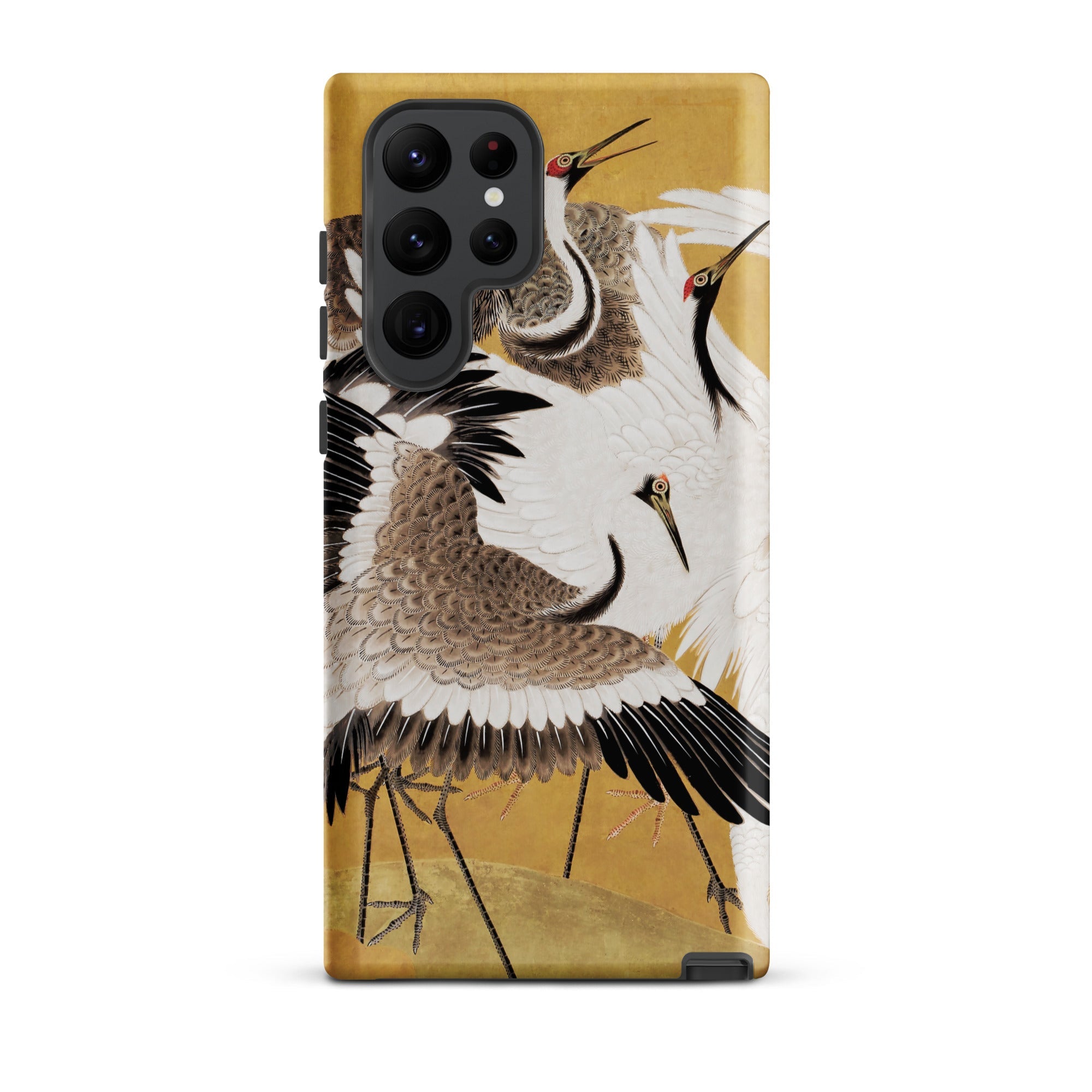 Flock of Cranes Ishida Yuutei Edo Art Samsung Case, Galaxy S22 Ultra / Matte, Phone Case Stylized Illustration Cranes Gold Background