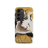 Flock of Cranes - Ishida Yuutei Edo Art Samsung Case, Galaxy S23 / Matte, Smartphone Case Japanese Crane Design Gold Background