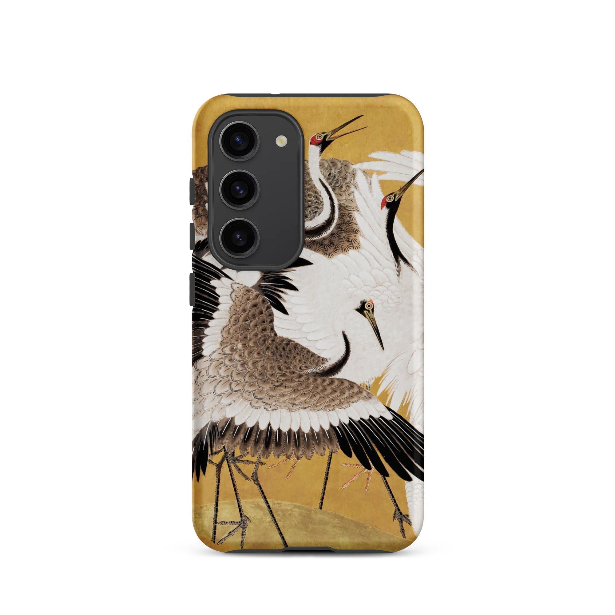 Flock of Cranes Ishida Yuutei Edo Art Samsung Case, Galaxy S23 / Matte, Smartphone Case Japanese Crane Design Gold Background