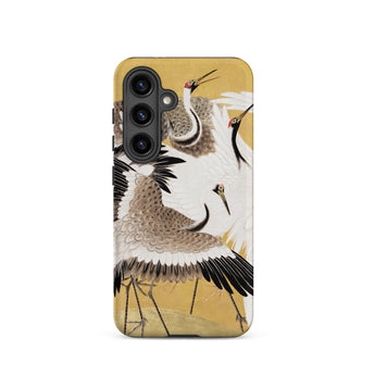 Flock of Cranes - Ishida Yuutei Edo Art Samsung Case, Galaxy S24 / Matte, Smartphone Case Traditional Japanese Painting Cranes Golden