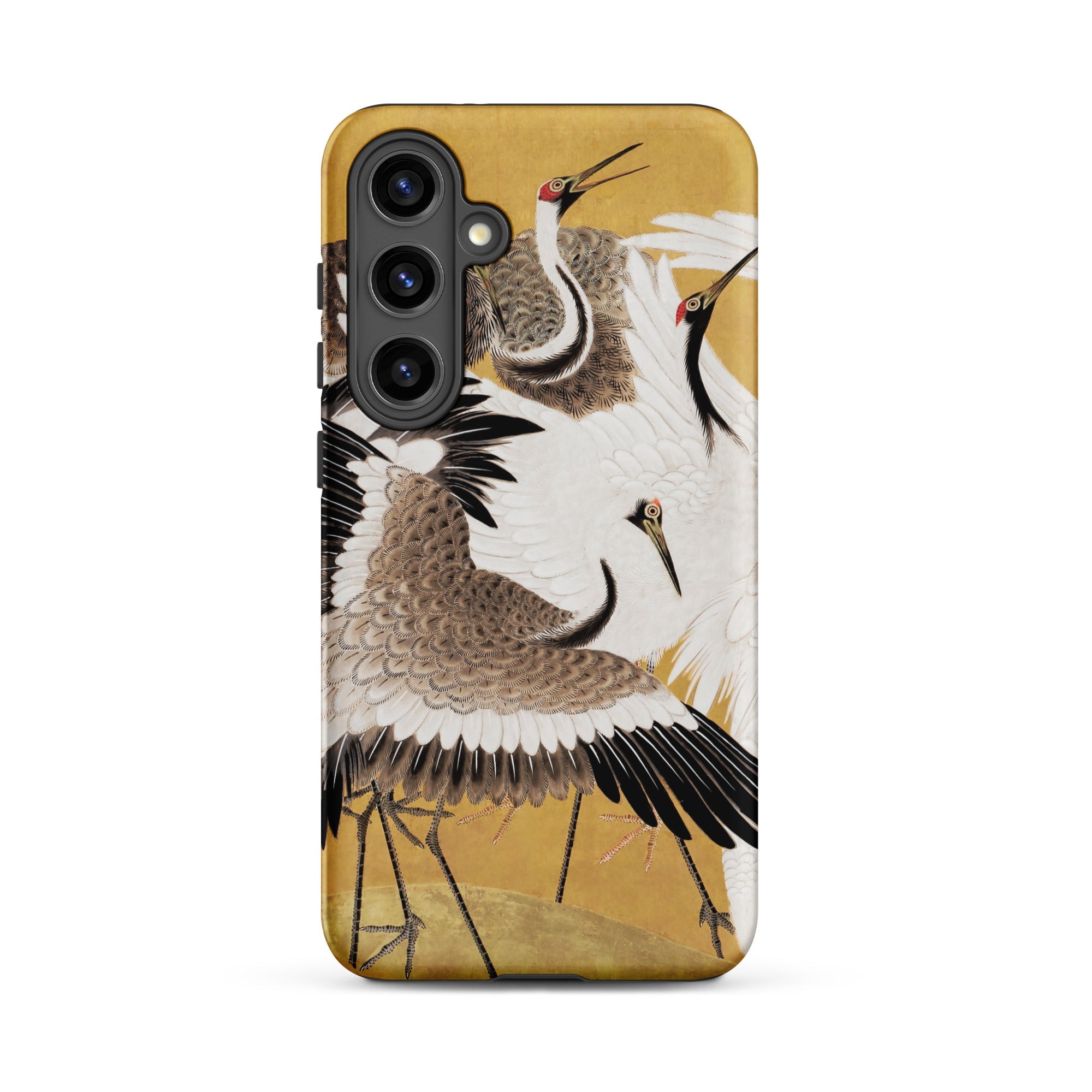 Flock of Cranes Ishida Yuutei Edo Art Samsung Case, Galaxy S24 Plus / Matte, Smartphone Yellow Case Traditional Japanese Crane Painting