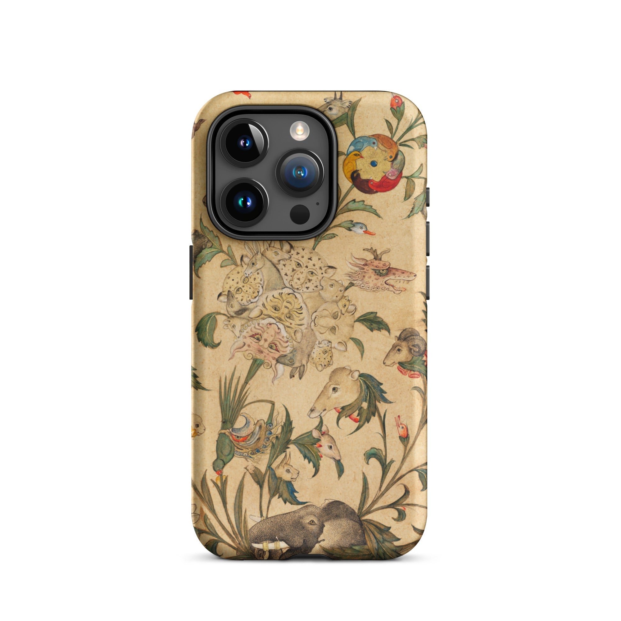 Floral Fantasy of Animals and Birds Iphone Case, 15 Pro / Matte, Floral Fantastical Creature Iphone Case