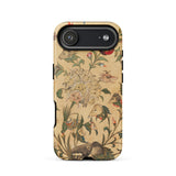 Floral Fantasy of Animals and Birds Phone Case Iphone 17 Air / Matte Vintage Floral Mouse-patterned Phone Case Beige Background Black