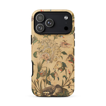 Floral Fantasy of Animals and Birds Phone Case Iphone 17 Pro Max / Matte Beige Floral Phone Case Vintage Design Animals Plants Garden