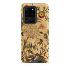 Floral Fantasy of Animals and Birds Samsung Case, Galaxy S20 Ultra / Matte, Smartphone Case Vintage Style Pattern Flora Fauna Tan Background