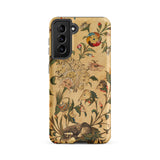 Floral Fantasy of Animals and Birds Samsung Case, Galaxy S21 Fe / Matte, Smartphone Case Beige Background Detailed Colorful Floral Animal