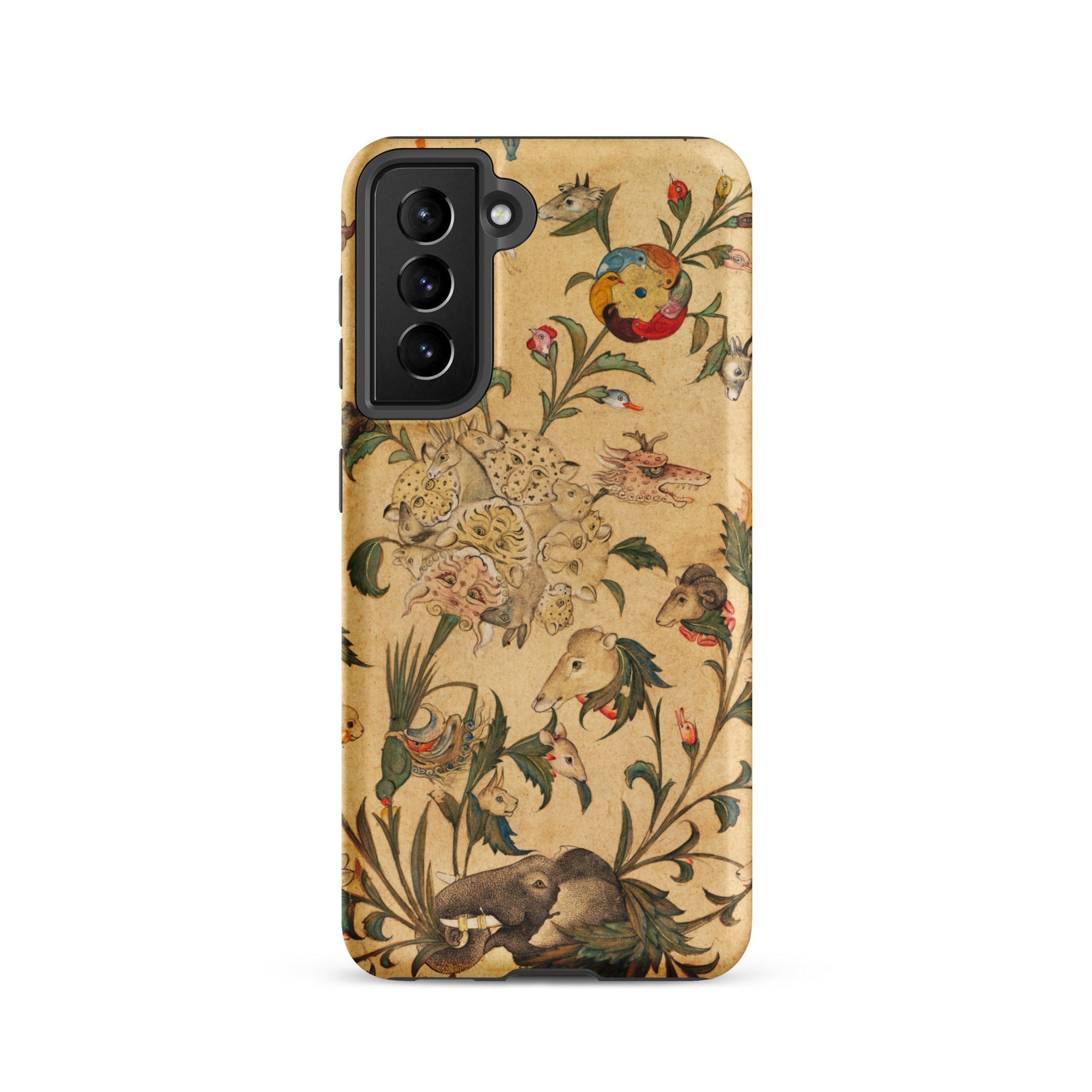 Floral Fantasy of Animals and Birds Samsung Case, Galaxy S21 / Matte, Protective Phone Case Intricate Vintage Style Design Animals Botanical