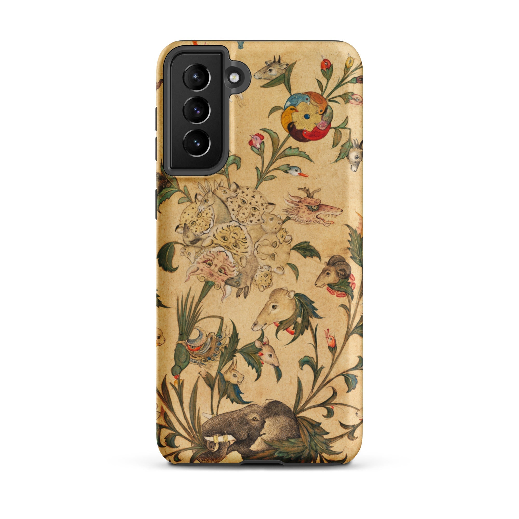Floral Fantasy of Animals and Birds Samsung Case, Galaxy S21 Plus / Matte, Smartphone Case Detailed Antique Style Print Animals Floral