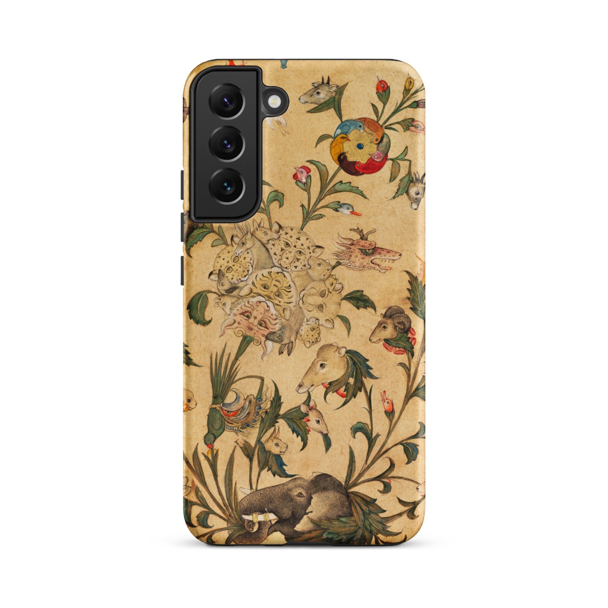 Floral Fantasy of Animals and Birds Samsung Case, Galaxy S22 Plus / Matte, Smartphone Case Detailed Antique Style Floral Animal Pattern