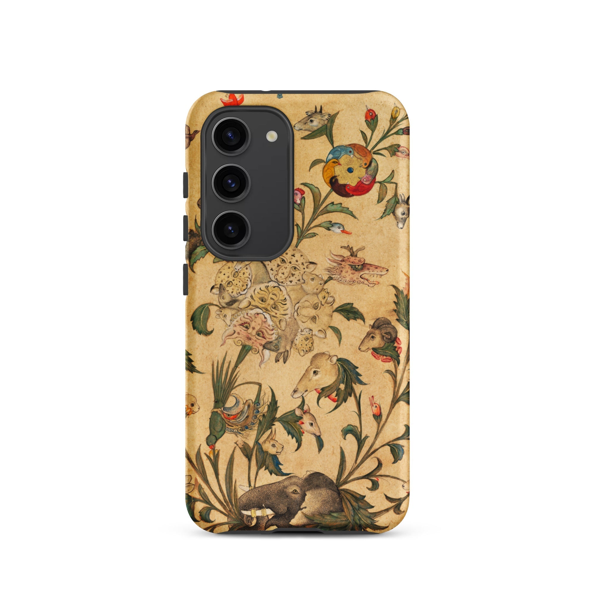 Floral Fantasy of Animals and Birds Samsung Case, Galaxy S23 / Matte, Smartphone Case Intricate Vintage Style Illustration Animals