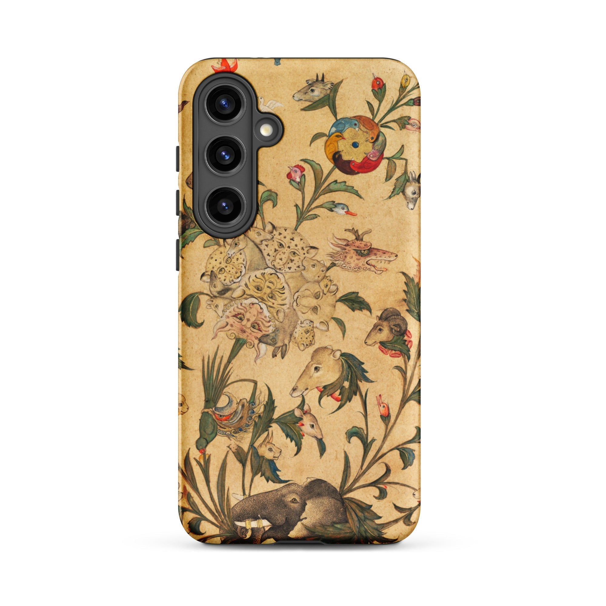 Floral Fantasy of Animals and Birds Samsung Case, Galaxy S24 Plus / Matte, Smartphone Case Vintage Style Botanical Mythical Creature Pattern