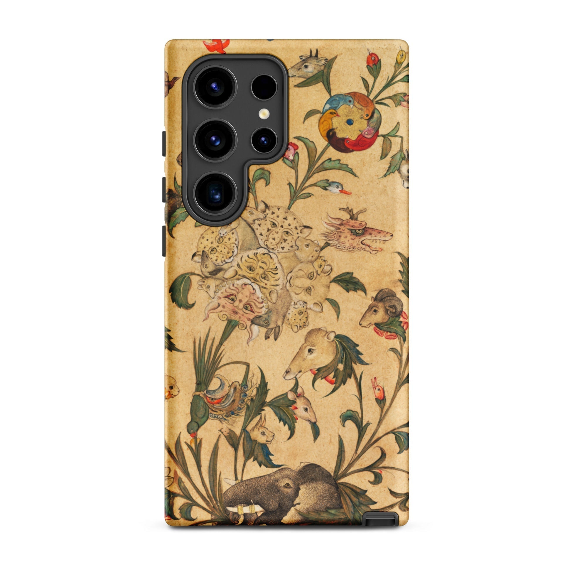 Floral Fantasy of Animals and Birds Samsung Case, Galaxy S24 Ultra / Matte, Smartphone Case Detailed Antique Style Print Animals Botanical