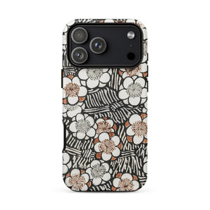 Floral Pattern - Bijutsu Sekai Watanabe Seitei Phone Case Iphone 17 Pro Max / Matte Black White Floral Iphone Case Textured Design Made