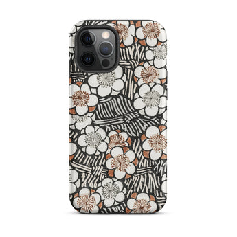 Floral Pattern - Bijutsu Sekai Watanabe Seitei Phone Case Iphone 12 Pro Max / Matte Floral Patterned Phone Case Watanabe Seitei, Plum