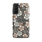 Floral Pattern Bijutsu Sekai Watanabe Seitei Samsung Case, Galaxy S21 Plus / Matte, Smartphone Case White Brown Floral Pattern Black Striped