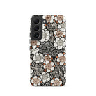 Floral Pattern Bijutsu Sekai Watanabe Seitei Samsung Case, Galaxy S22 / Matte, Black White Floral Phone Case Brown Accents
