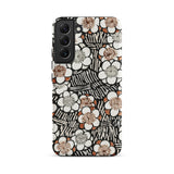Floral Pattern - Bijutsu Sekai Watanabe Seitei Samsung Case, Galaxy S22 Plus / Matte, Phone Case Black White Brown Floral Abstract Pattern