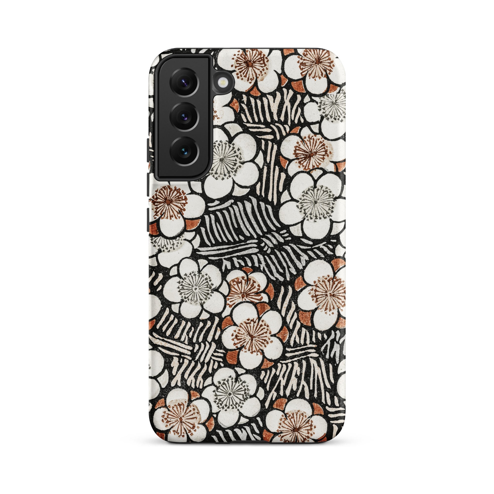 Floral Pattern Bijutsu Sekai Watanabe Seitei Samsung Case, Galaxy S22 Plus / Matte, Phone Case Black White Brown Floral Abstract Pattern
