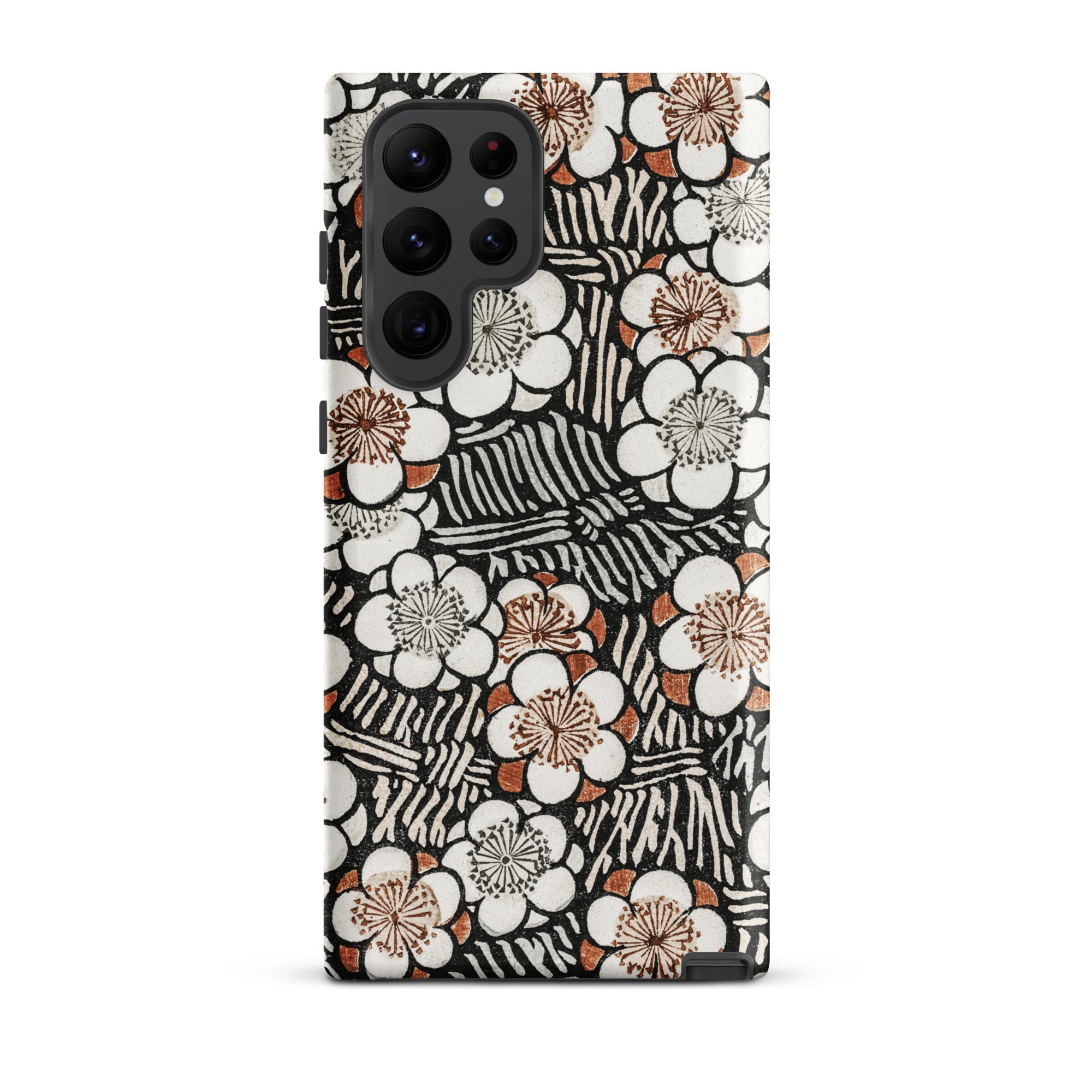 Floral Pattern Bijutsu Sekai Watanabe Seitei Samsung Case, Galaxy S22 Ultra / Matte, Phone Case Black White Striped Background Patterned
