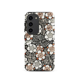 Floral Pattern - Bijutsu Sekai Watanabe Seitei Samsung Case, Galaxy S23 / Matte, Smartphone Case Black White Brown Floral Striped Pattern