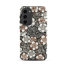 Floral Pattern Bijutsu Sekai Watanabe Seitei Samsung Case, Galaxy S23 Plus / Matte, Black White Floral Phone Case Brown Accents