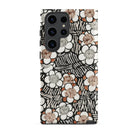Floral Pattern Bijutsu Sekai Watanabe Seitei Samsung Case, Galaxy S23 Ultra / Matte, Phone Case Black White Brown Floral Abstract Pattern