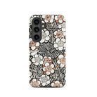 Floral Pattern Bijutsu Sekai Watanabe Seitei Samsung Case, Galaxy S24 / Matte, Smartphone Case Black White Brown Floral Zebra Stripe