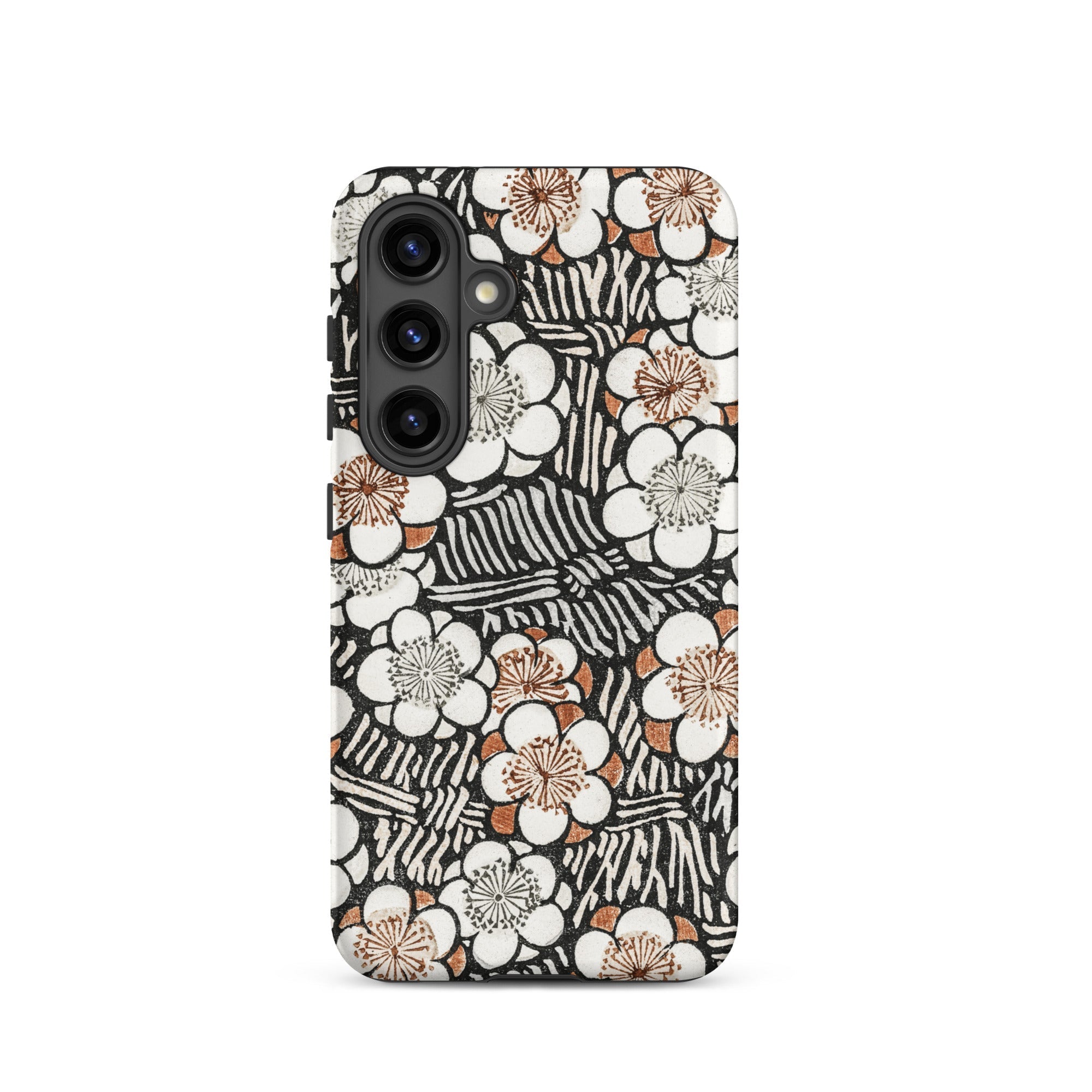 Floral Pattern Bijutsu Sekai Watanabe Seitei Samsung Case, Galaxy S24 / Matte, Smartphone Case Black White Brown Floral Zebra Stripe