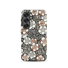 Floral Pattern Bijutsu Sekai Watanabe Seitei Samsung Case, Galaxy S25 / Matte, Phone Case Black White Floral Striped Pattern